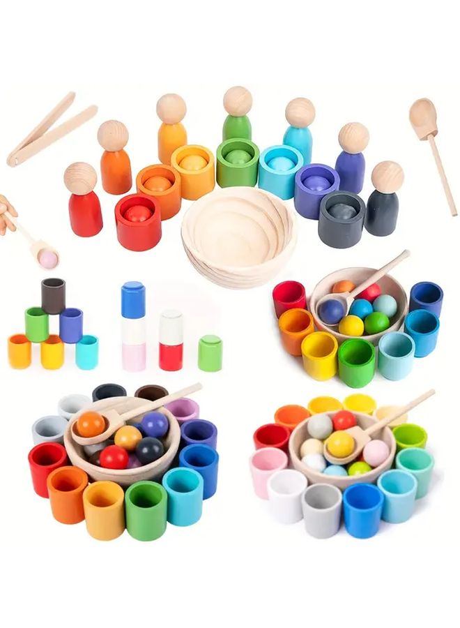 Rainbow Color Sorting Game 12 Colors Balls And Cup Fine Motor Learning Toys - Image 1